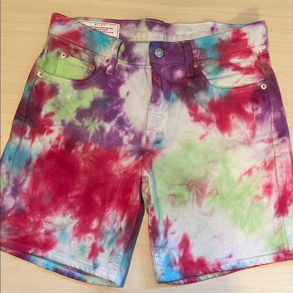 GAP Tie-Dye Girlfriend Denim Shorts